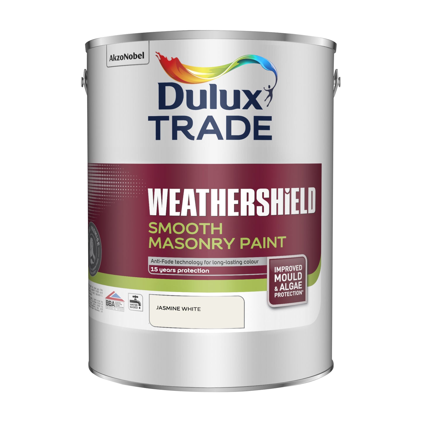 Dulux Trade WeatherShield Smooth Masonry Paint - Jasmine White - 5 Litre