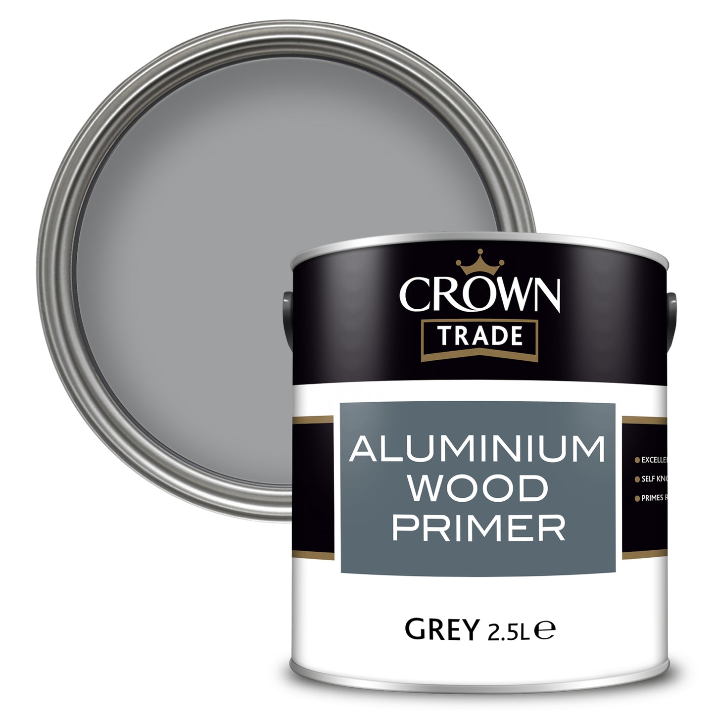 Crown Trade Aluminium Wood Primer - Grey - 2.5 Litre