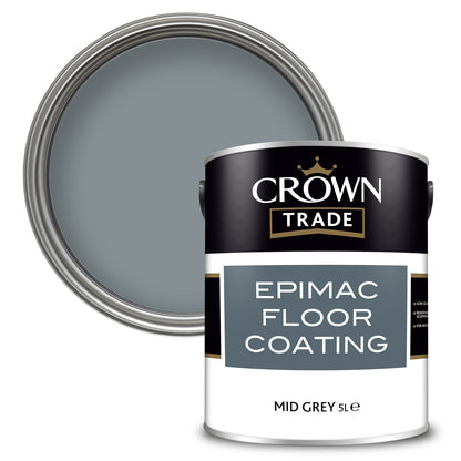 Crown Trade Spill-Resistant Epimac Floor Coating - Mid Grey - 5 Litre