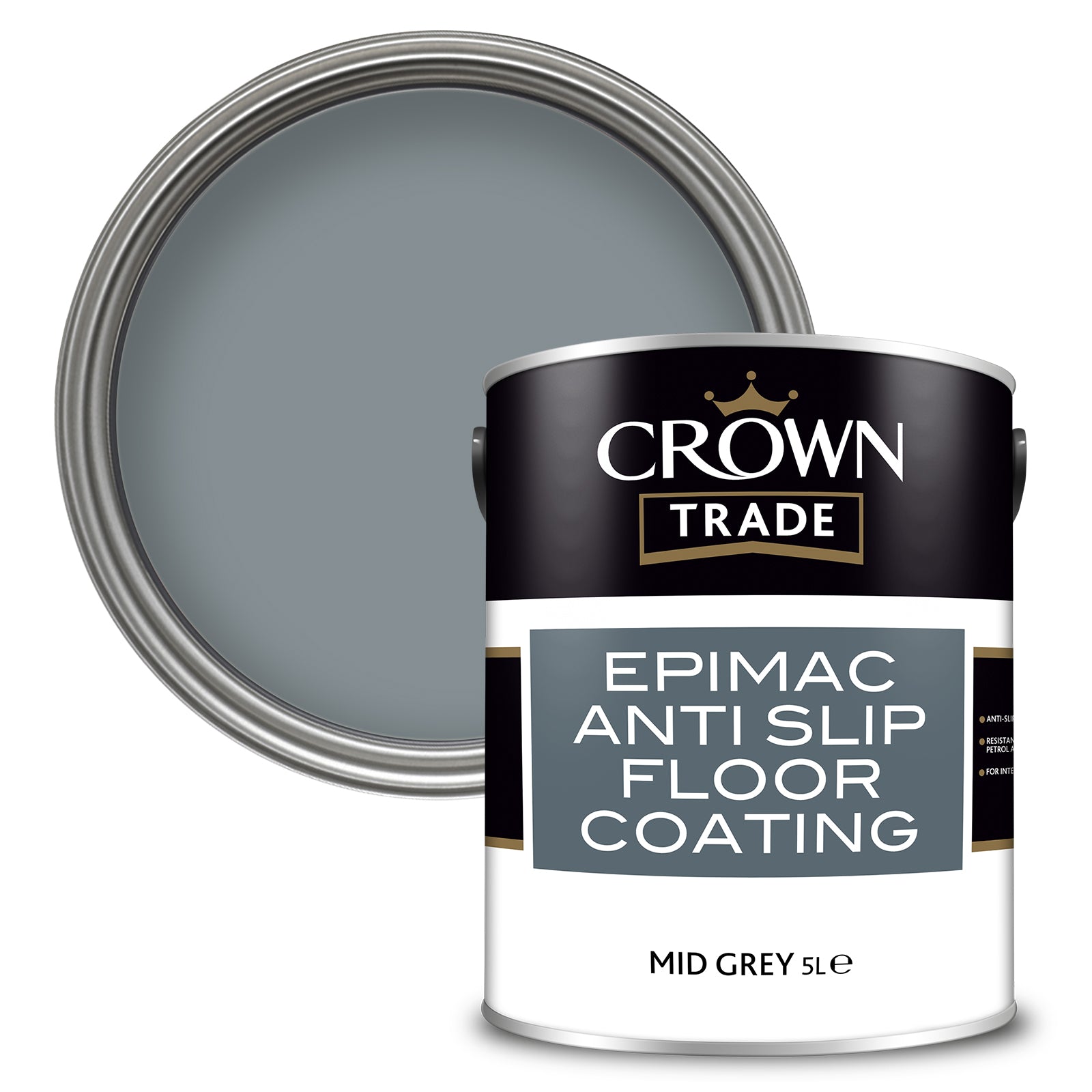 Crown Trade Epimac Anti Slip Floor Coating - Mid Grey - 5 Litre