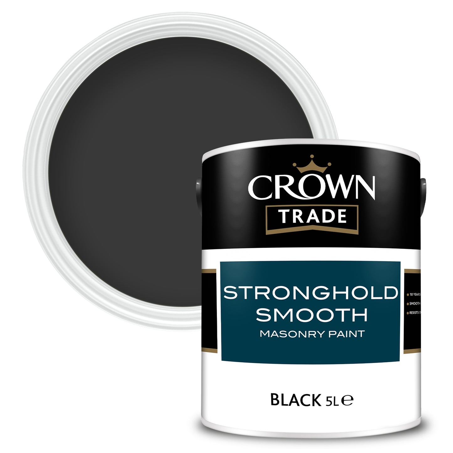 Crown Trade Stronghold Smooth Masonry Paint - Black - 5 Litre