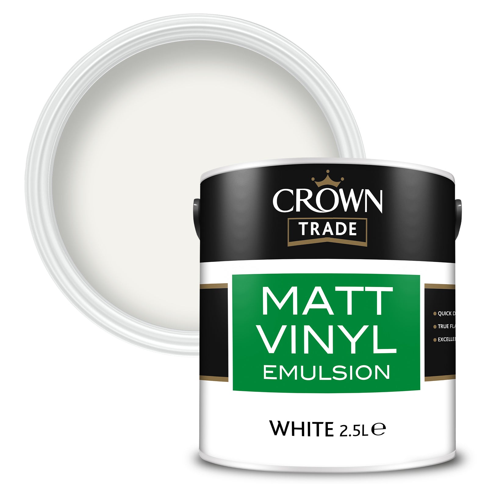 Crown Trade Quick-Drying Matt Vinyl Emulsion Paint - White