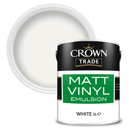 Crown Trade Quick-Drying Matt Vinyl Emulsion Paint - White