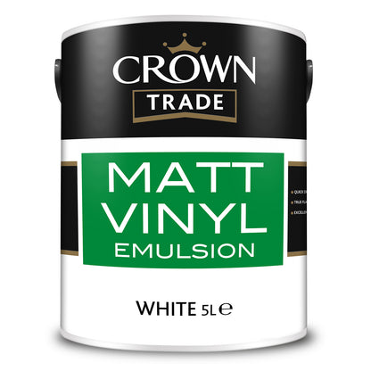 Crown Trade Quick-Drying Matt Vinyl Emulsion Paint - White