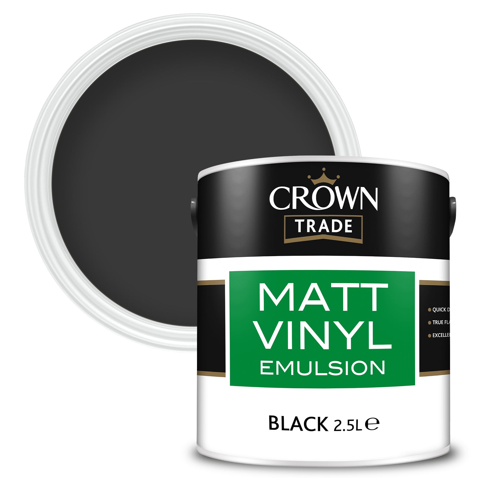 Crown Trade Quick-Drying Matt Vinyl Emulsion Paint - Black