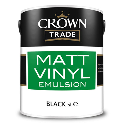 Crown Trade Quick-Drying Matt Vinyl Emulsion Paint - Black