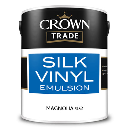 Crown Trade High-Sheen Silk Vinyl Emulsion Paint - Magnolia - 5 Litre