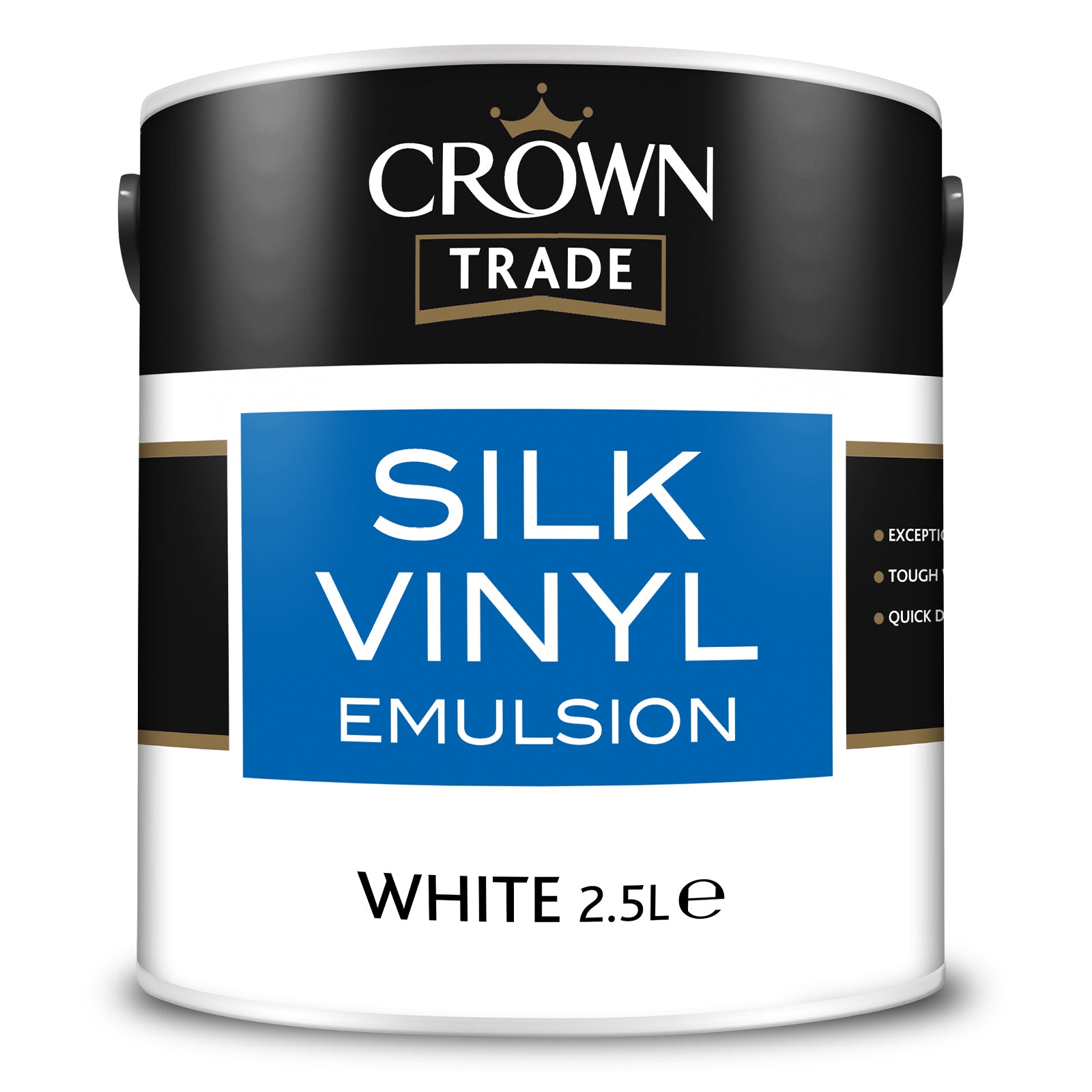 Crown Trade High-Sheen Silk Vinyl Emulsion Paint- White