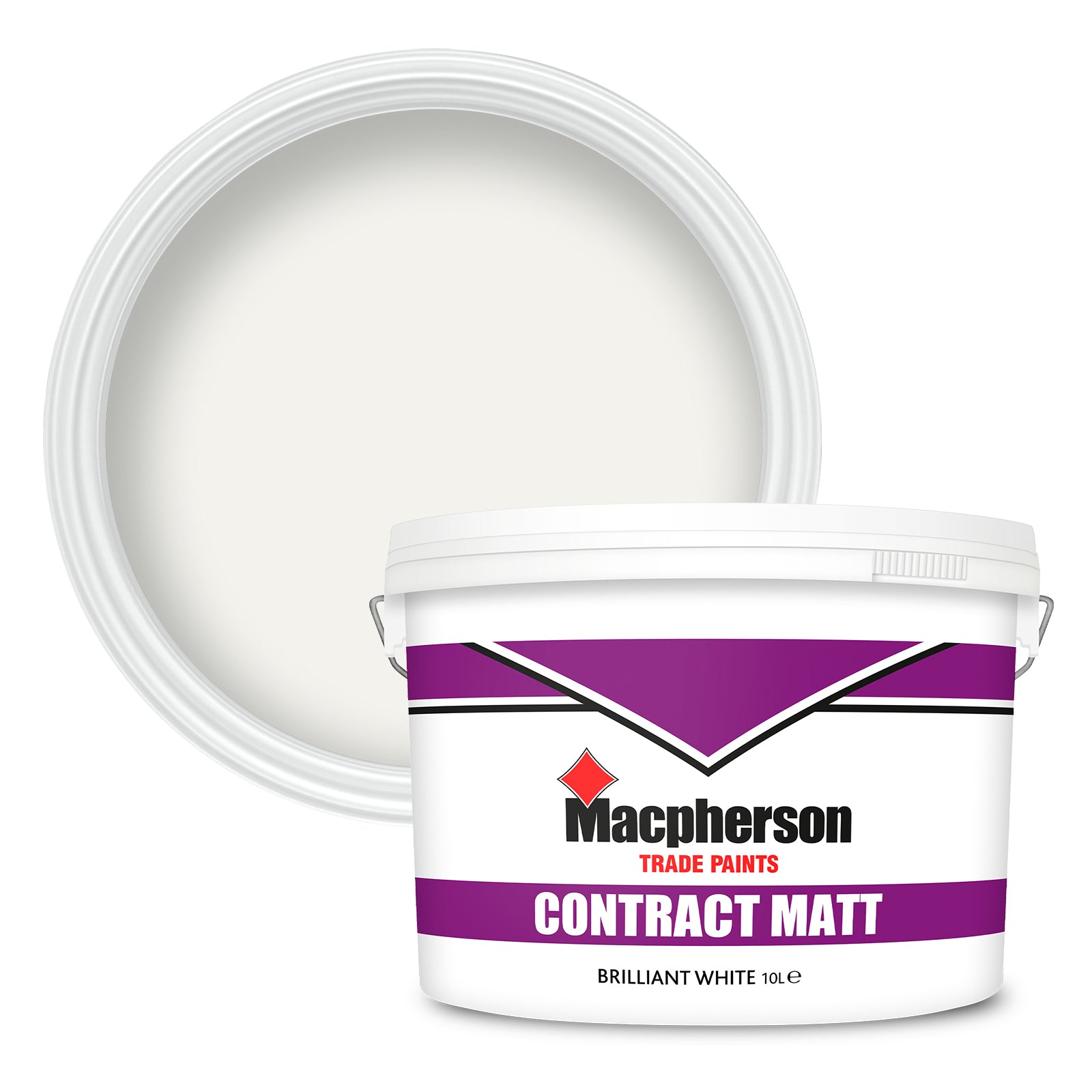 Macpherson Contract Matt Obliterating Emulsion - Brilliant White - 10 Litre