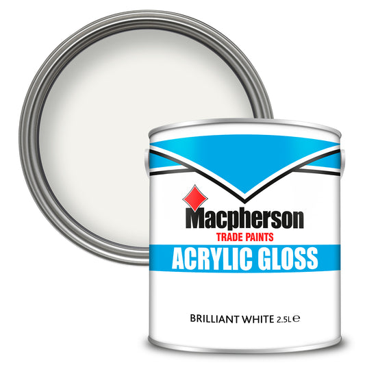 Macpherson Acrylic Gloss Paint - Brilliant White - 2.5 Litre