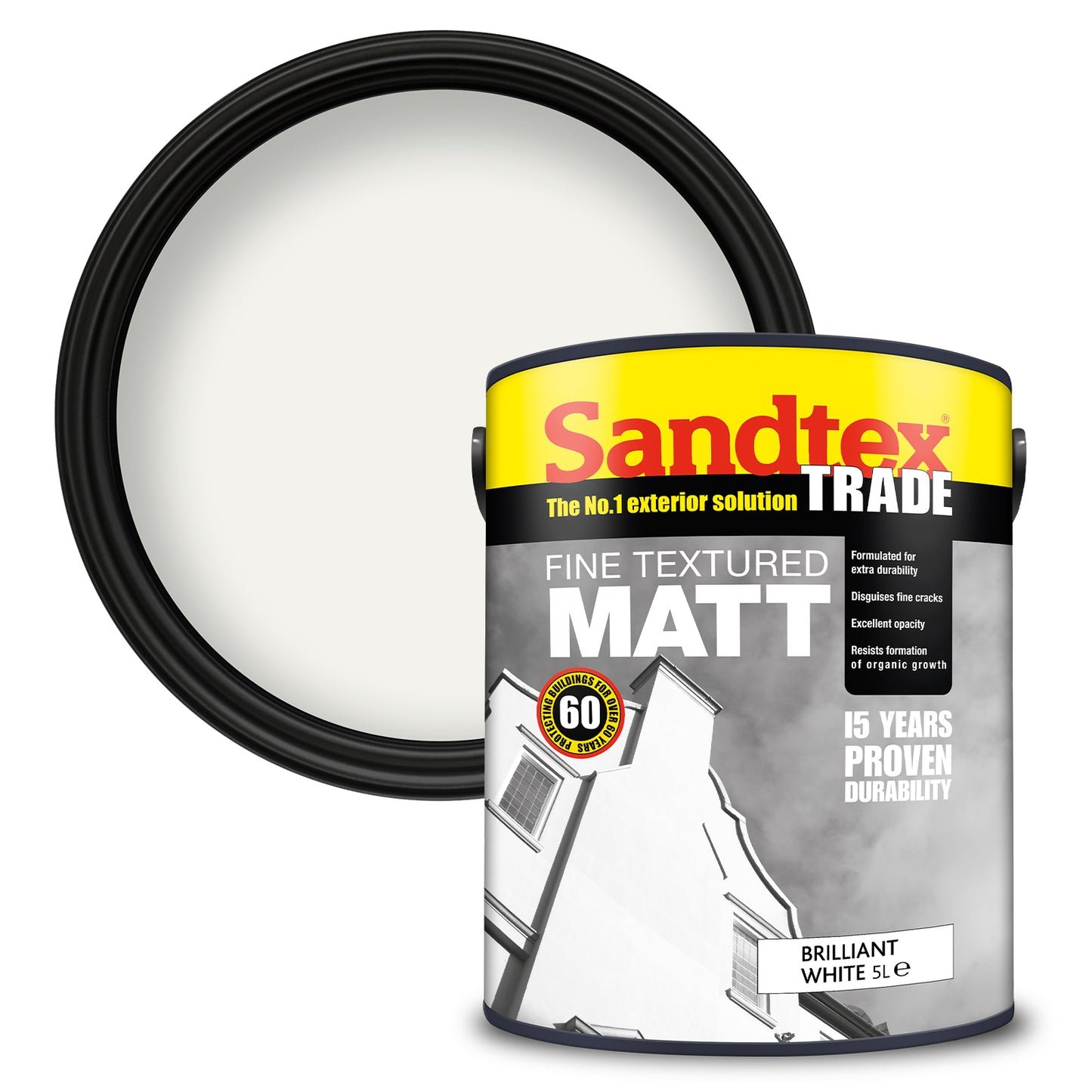 Sandtex Trade Fine Textured Matt Masonry Paint - Brilliant White