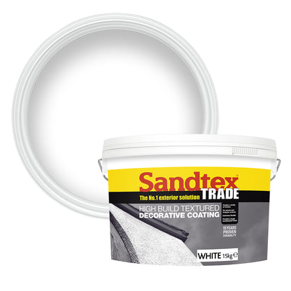 Sandtex Trade High Build Textured Decorative Coating - White - 15kg