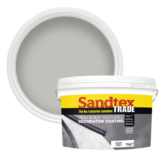 Sandtex Trade High Build Textured Decorative Coating - Light Grey - 15kg