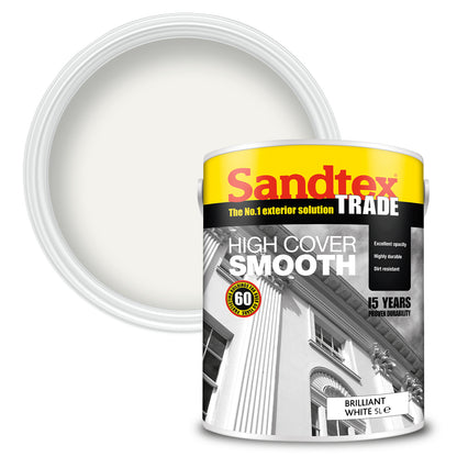 Sandtex Trade High Cover Smooth Masonry Paint - Brilliant White