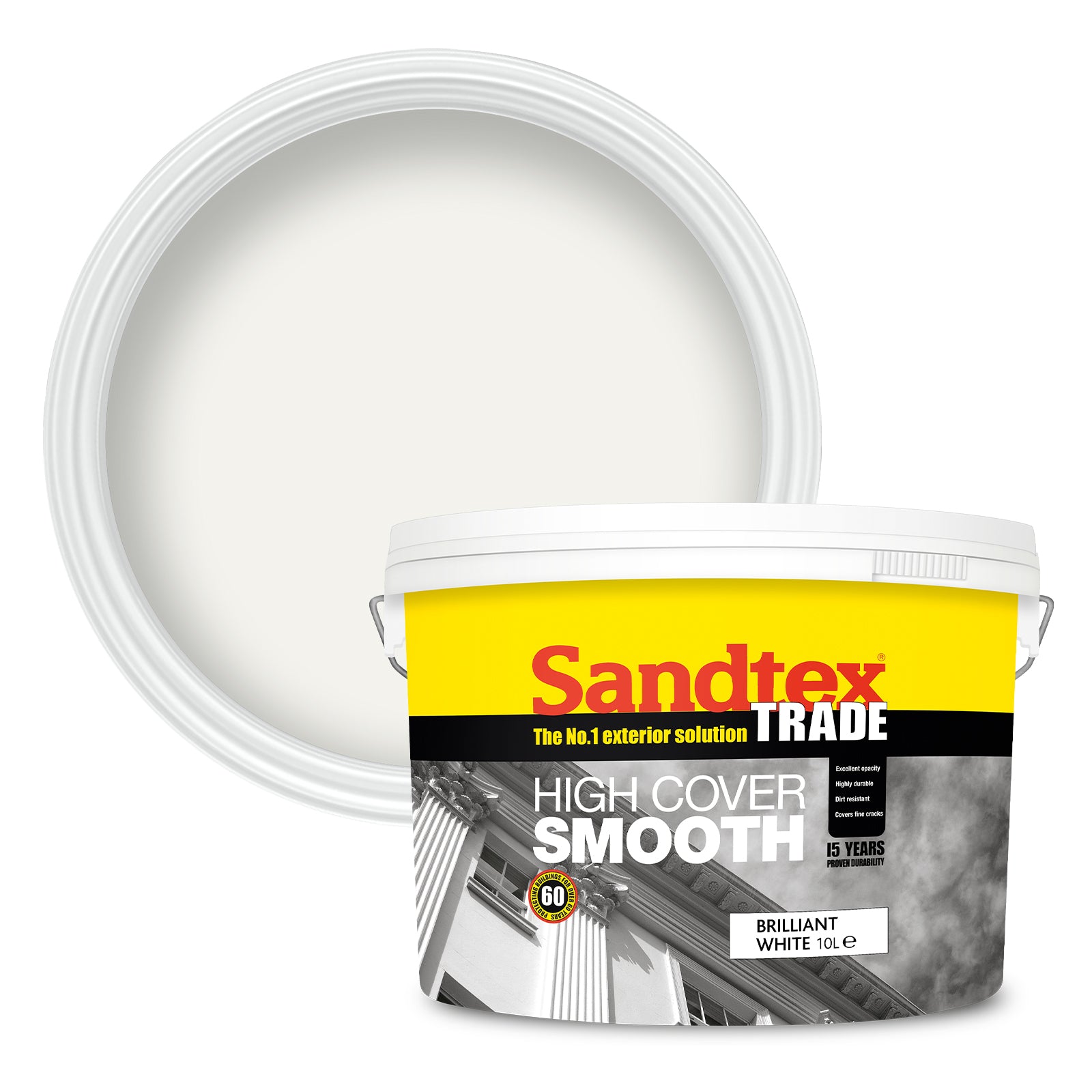 Sandtex Trade High Cover Smooth Masonry Paint - Brilliant White