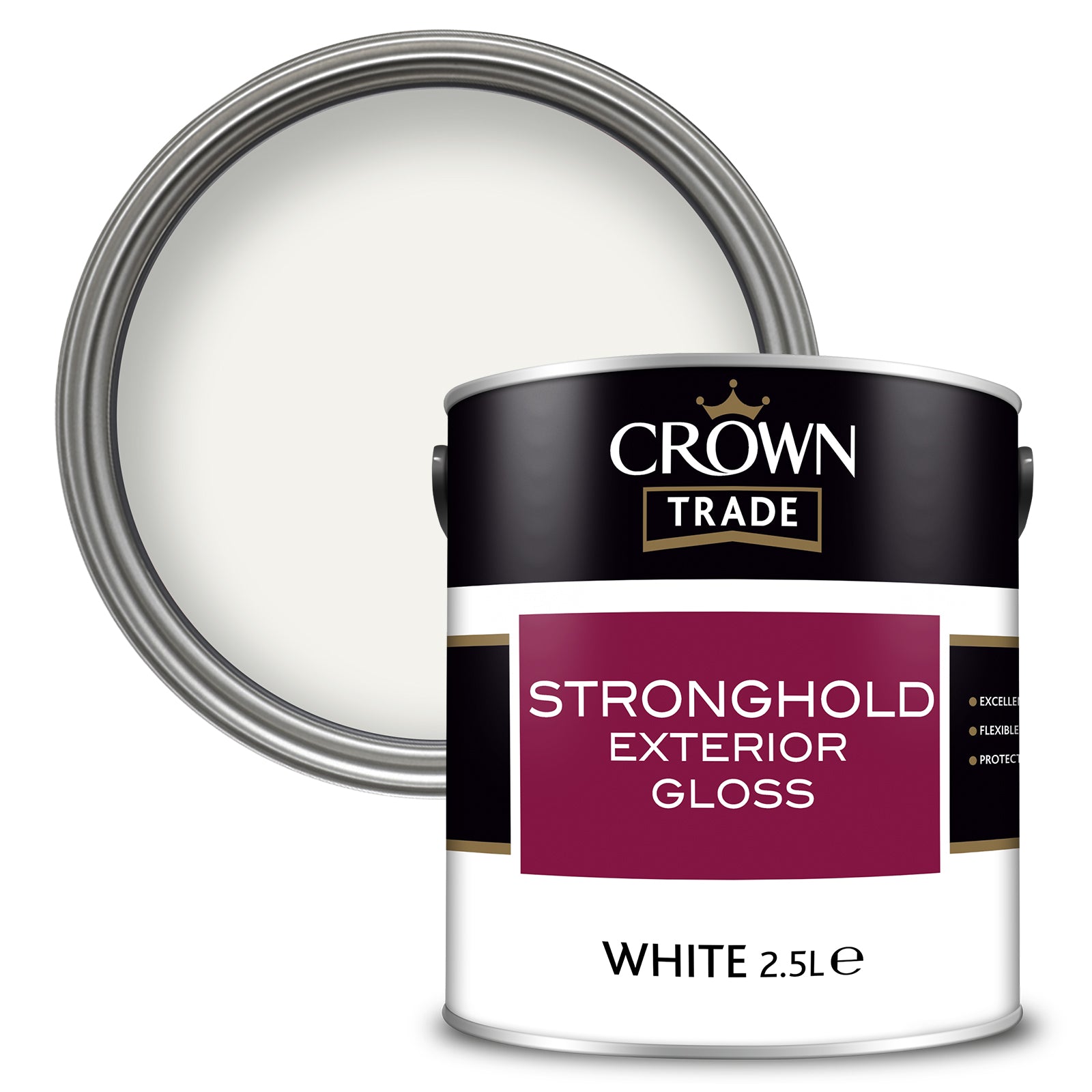 Crown Trade Stronghold Exterior Gloss Paint - White - 2.5 Litre