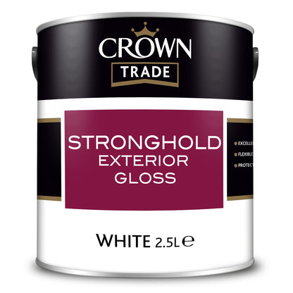 Crown Trade Stronghold Exterior Gloss Paint - White - 2.5 Litre