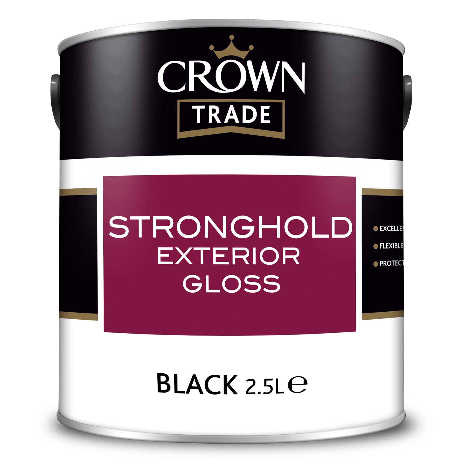 Crown Trade Stronghold Exterior Gloss Paint - Black - 2.5 Litre