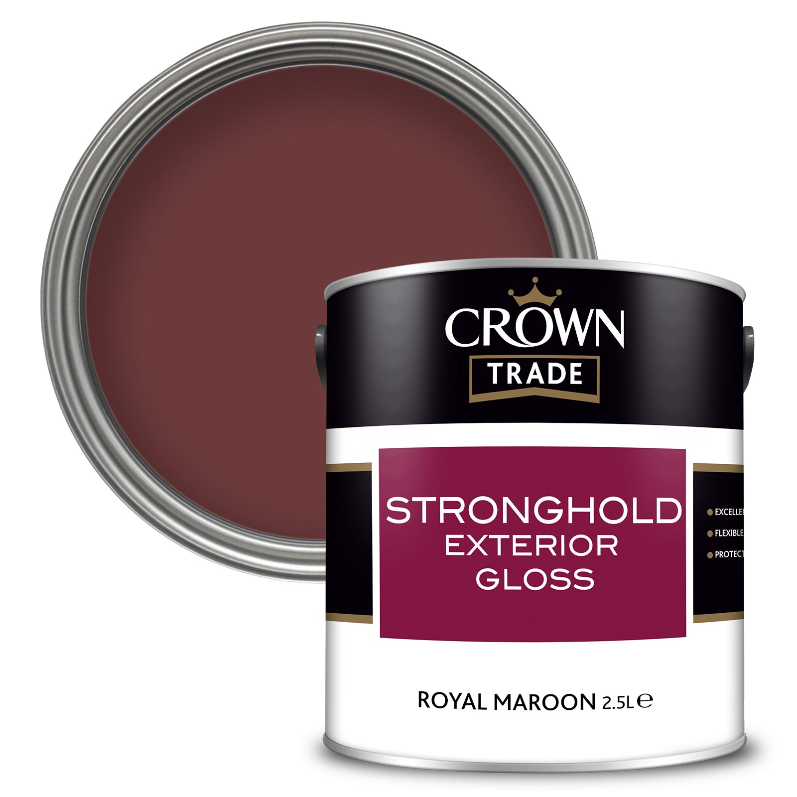 Crown Trade Stronghold Exterior Gloss Paint - Royal Maroon - 2.5 Litre