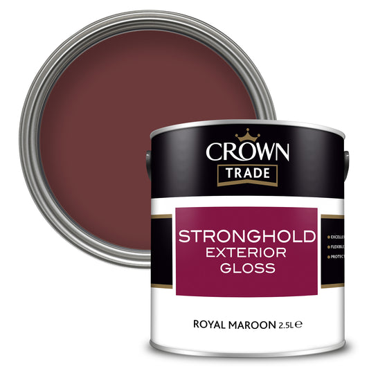 Crown Trade Stronghold Exterior Gloss Paint - Royal Maroon - 2.5 Litre