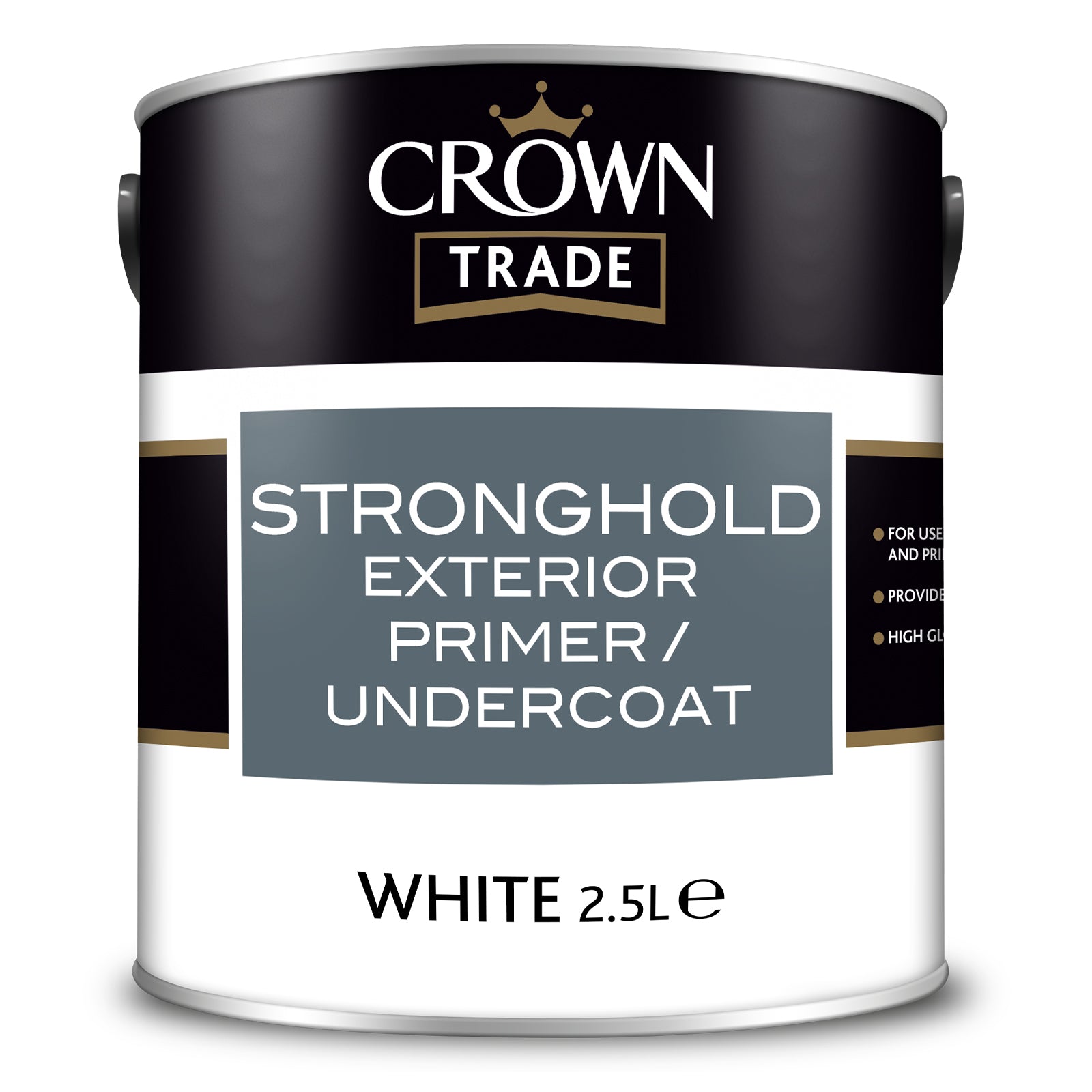 Crown Trade Stronghold Exterior Primer Undercoat - White - 2.5 Litre