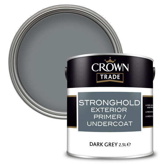 Crown Trade Stronghold Exterior Primer Undercoat - Dark Grey - 2.5 Litre