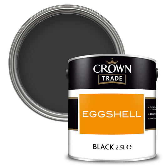 Crown Trade Washable Eggshell Paint - Black - 2.5 Litre