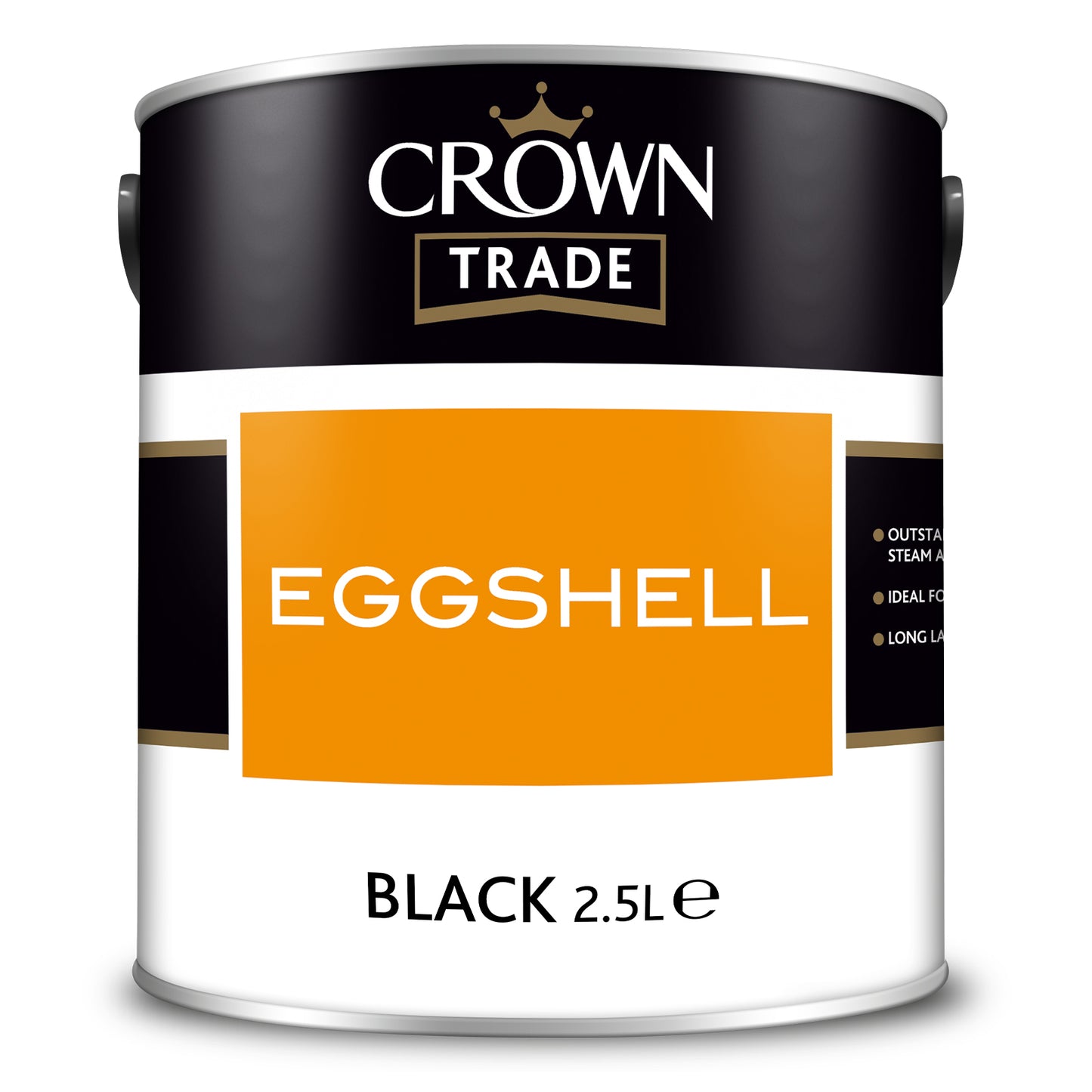 Crown Trade Washable Eggshell Paint - Black - 2.5 Litre