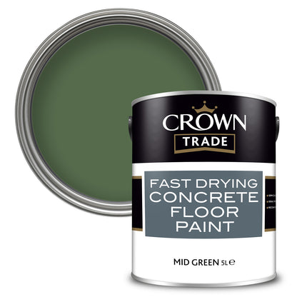 Crown Trade Fast Drying Concrete Floor Paint - Mid Green - 5 Litre