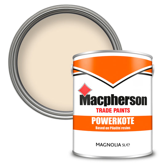 Macpherson Powerkote High-Adhesion Masonry Paint - Magnolia - 5 Litre