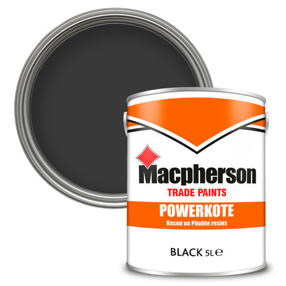 Macpherson Powerkote High-Adhesion Masonry Paint - Black - 5 Litre