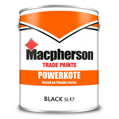 Macpherson Powerkote High-Adhesion Masonry Paint - Black - 5 Litre