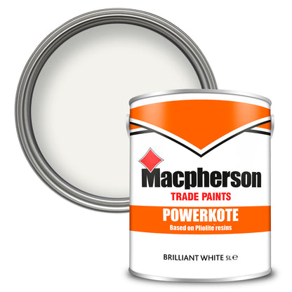 Macpherson Powerkote High-Adhesion Masonry Paint - Brilliant White - 5 Litre