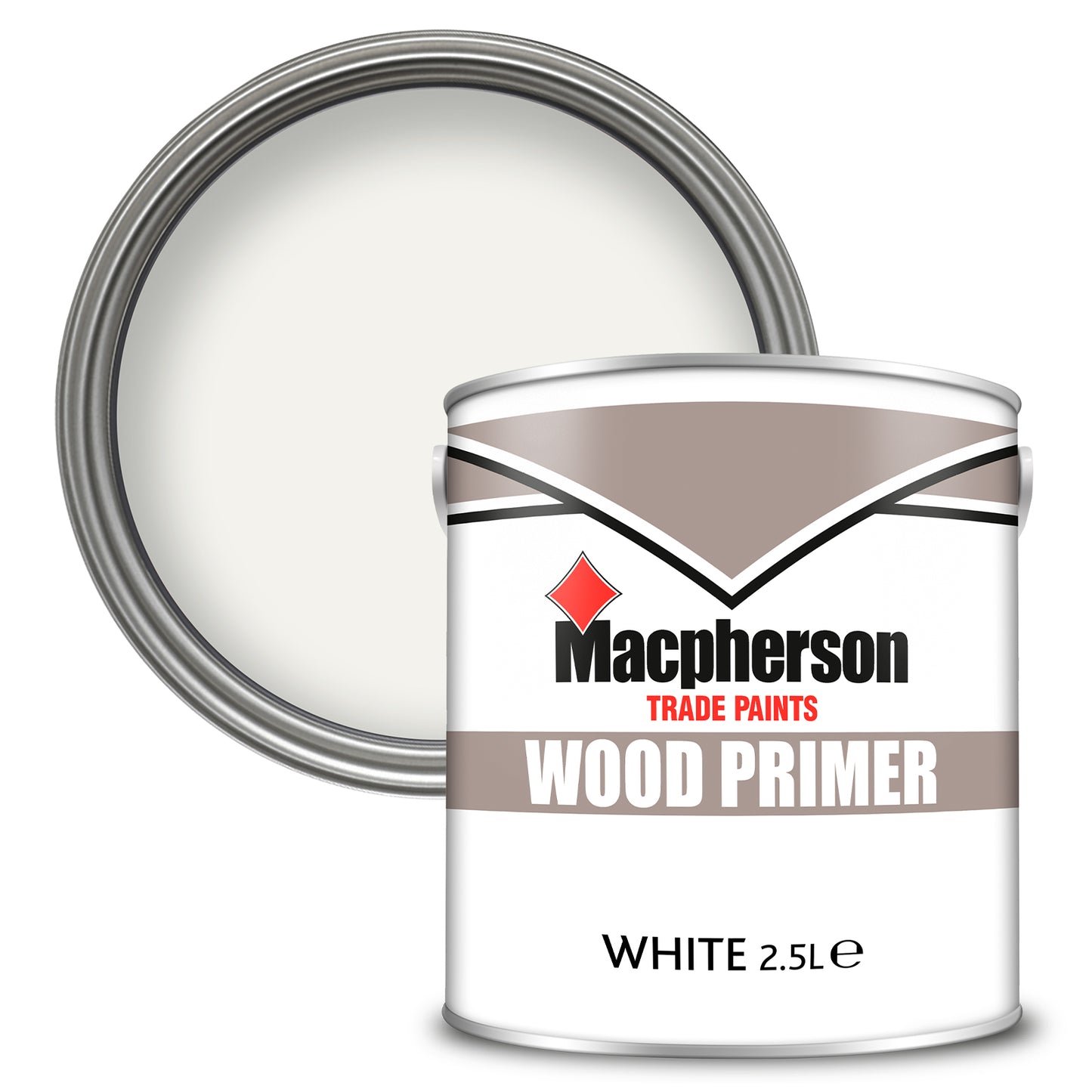 Macpherson Solvent-Based Wood Primer - White - 2.5 Litre