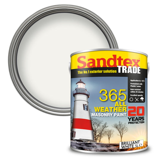 Sandtex Trade 365 All Weather Masonry Paint - White - 5 Litre