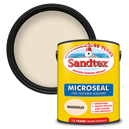 Sandtex Fine Textured 15 Year Weatherproof Exterior Wall Paint - Magnolia