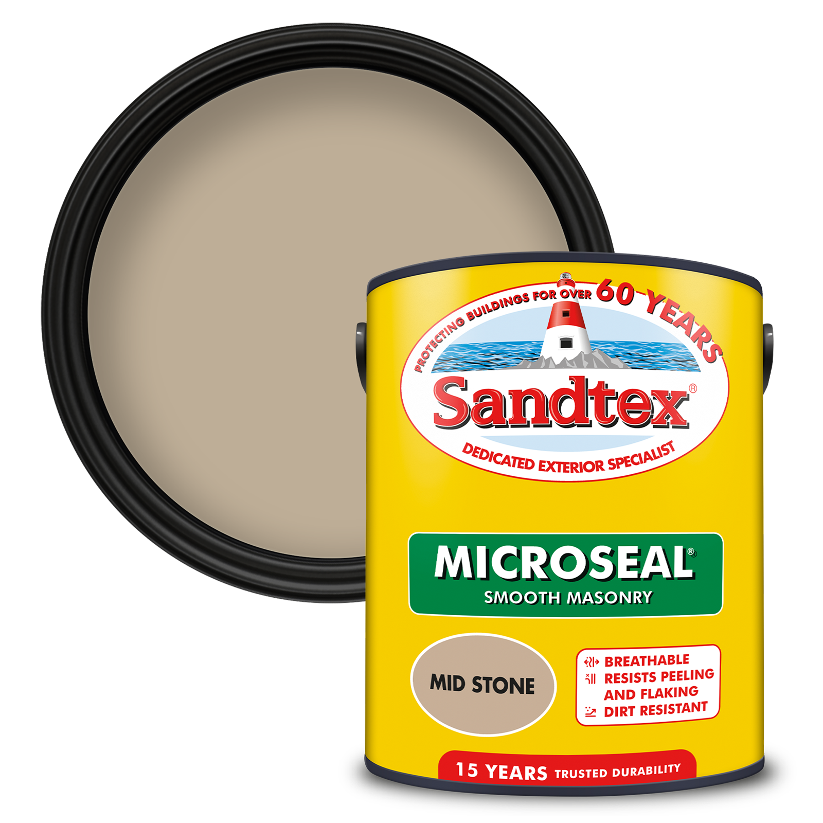 Sandtex 15 Year Weatherproof Exterior Wall Paint - Mid Stone