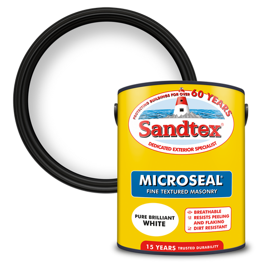 Sandtex Fine Textured 15 Year Weatherproof Exterior Wall Paint - Brilliant White