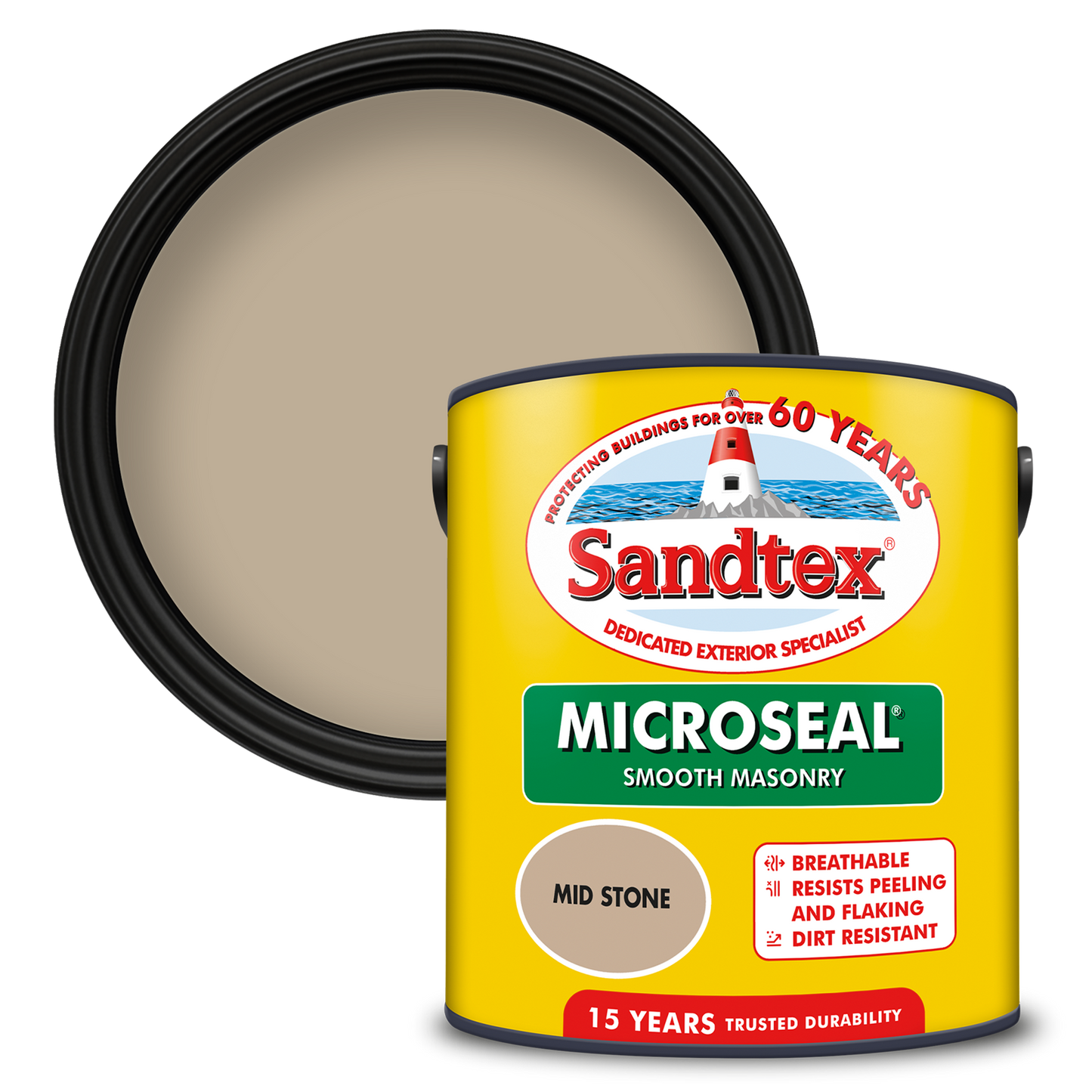 Sandtex 15 Year Weatherproof Exterior Wall Paint - Mid Stone