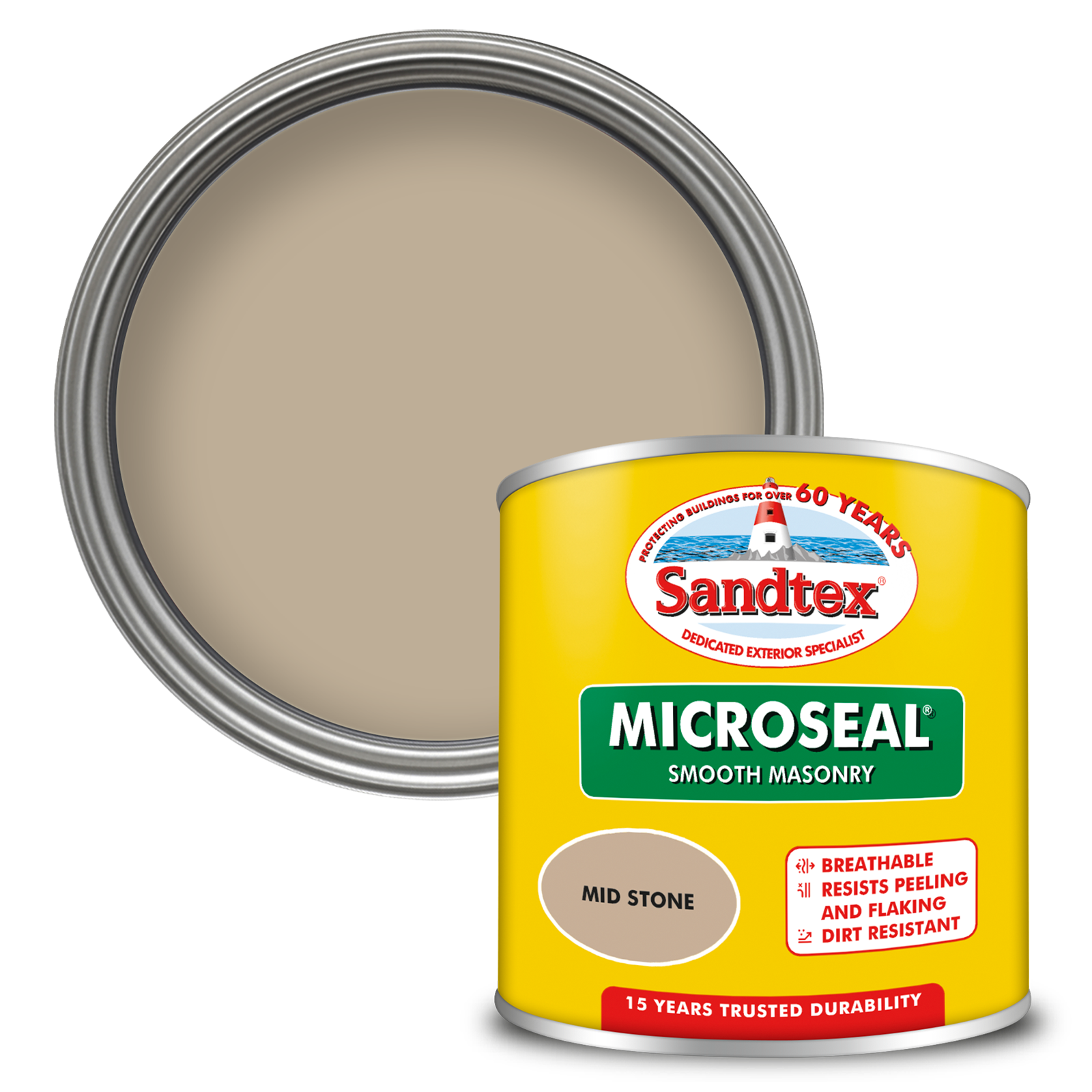 Sandtex 15 Year Weatherproof Exterior Wall Paint - Mid Stone