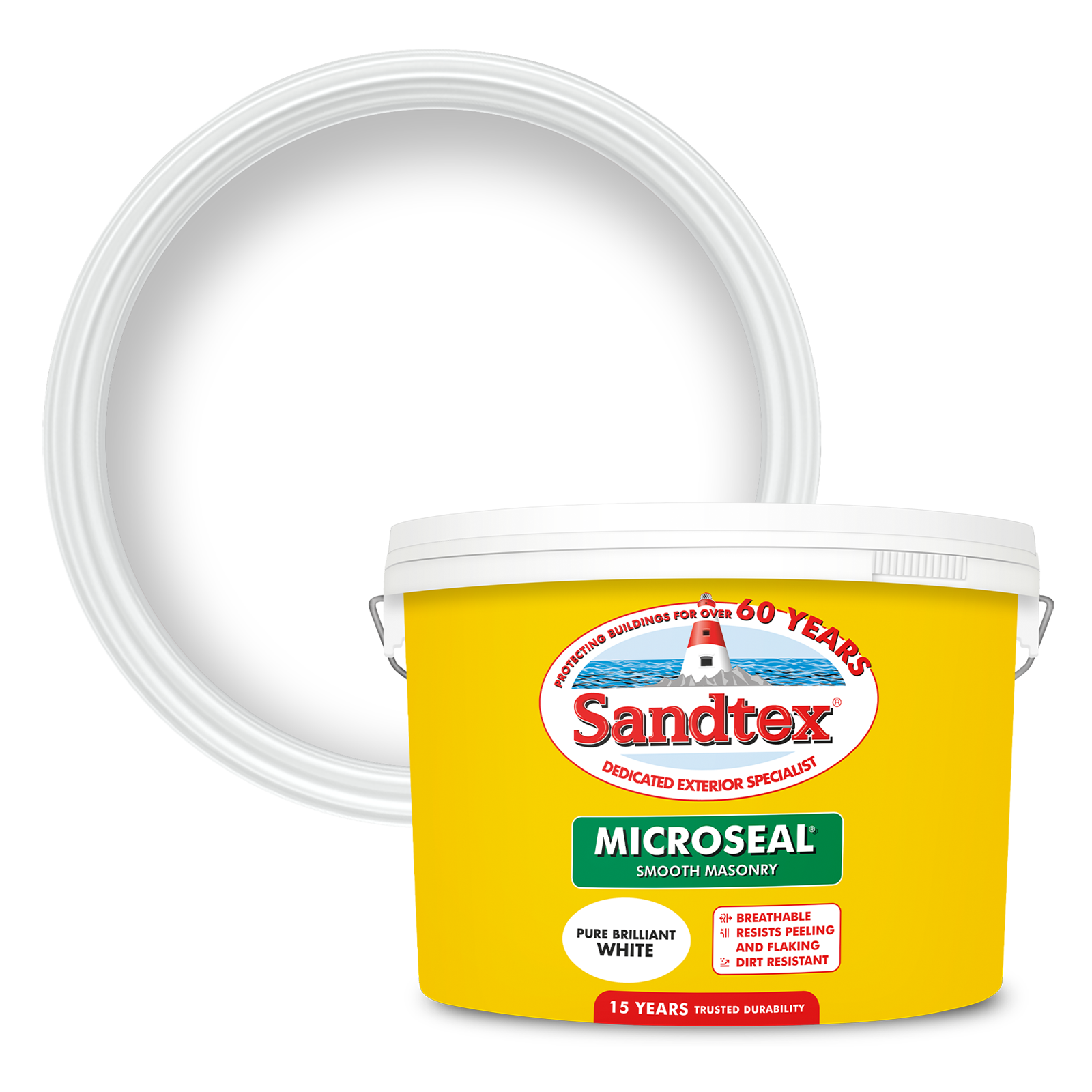 Sandtex 15 Year Weatherproof Exterior Wall Paint - Brilliant White