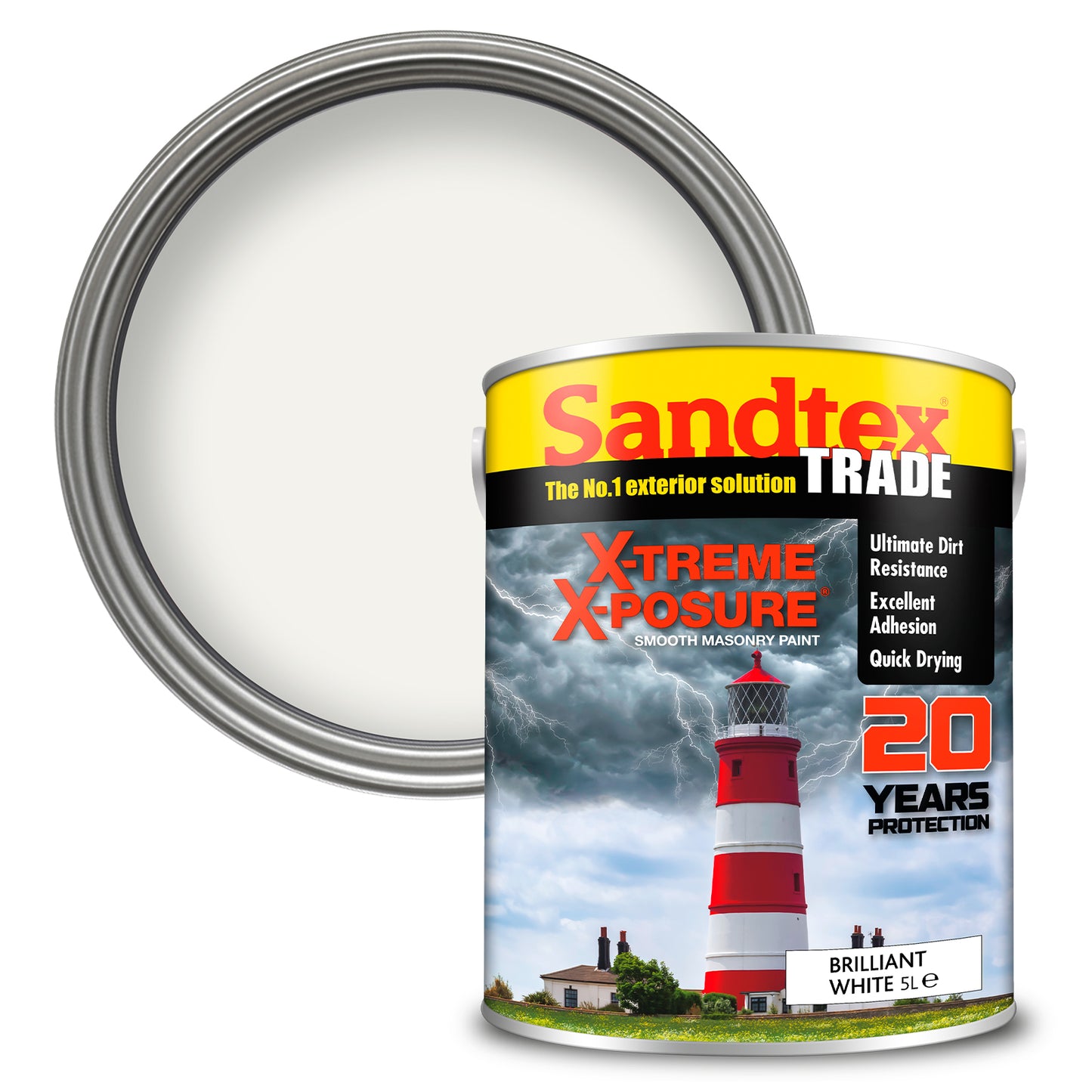 Sandtex Trade X-Treme X-Posure Smooth Masonry Paint - Brilliant White - 5 Litre