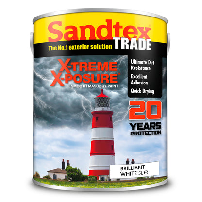 Sandtex Trade X-Treme X-Posure Smooth Masonry Paint - Brilliant White - 5 Litre