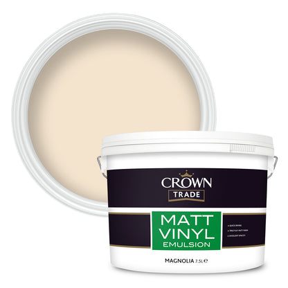 Crown Trade Quick-Drying Matt Vinyl Emulsion Paint - Magnolia - 7.5 Litre