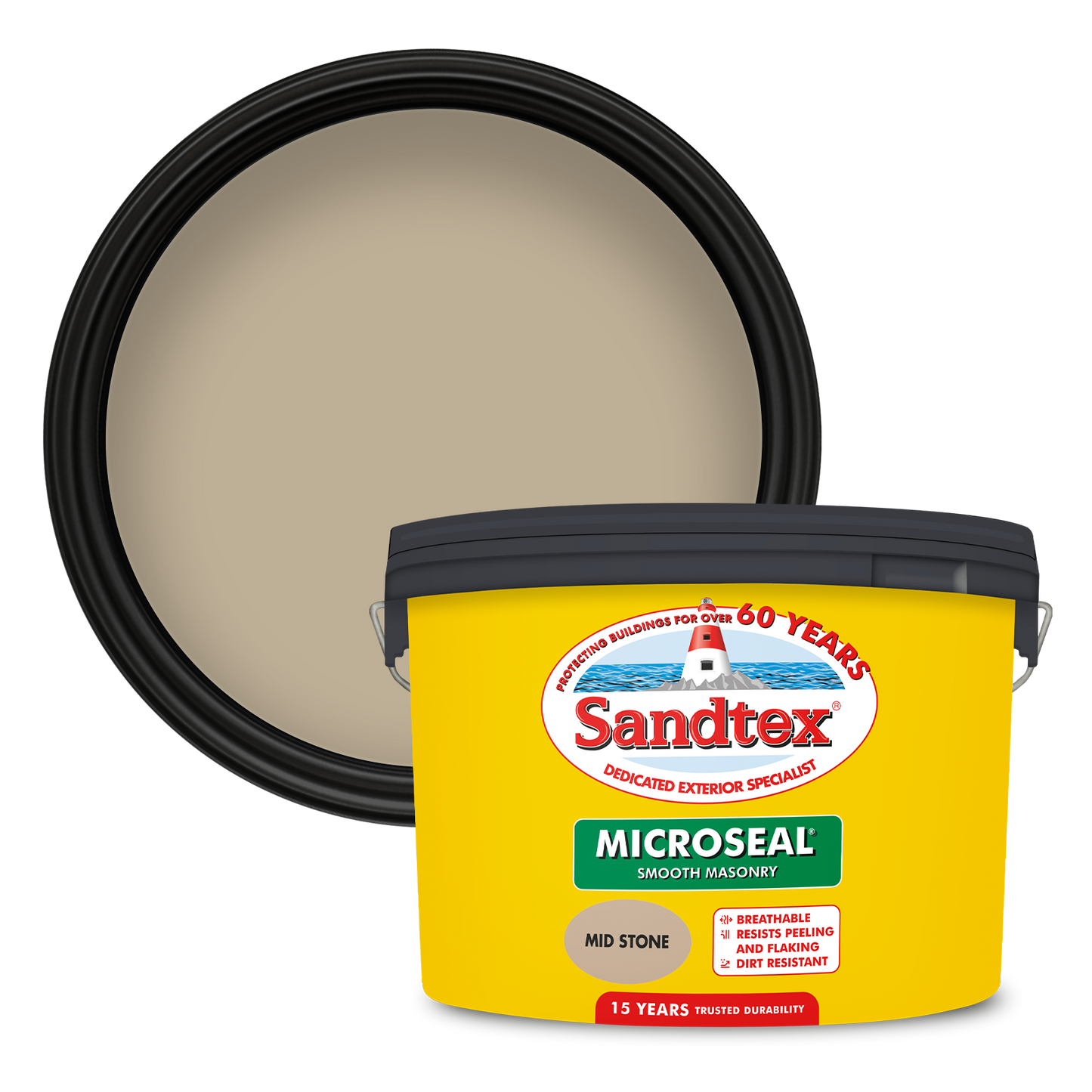 Sandtex 15 Year Weatherproof Exterior Wall Paint - Mid Stone