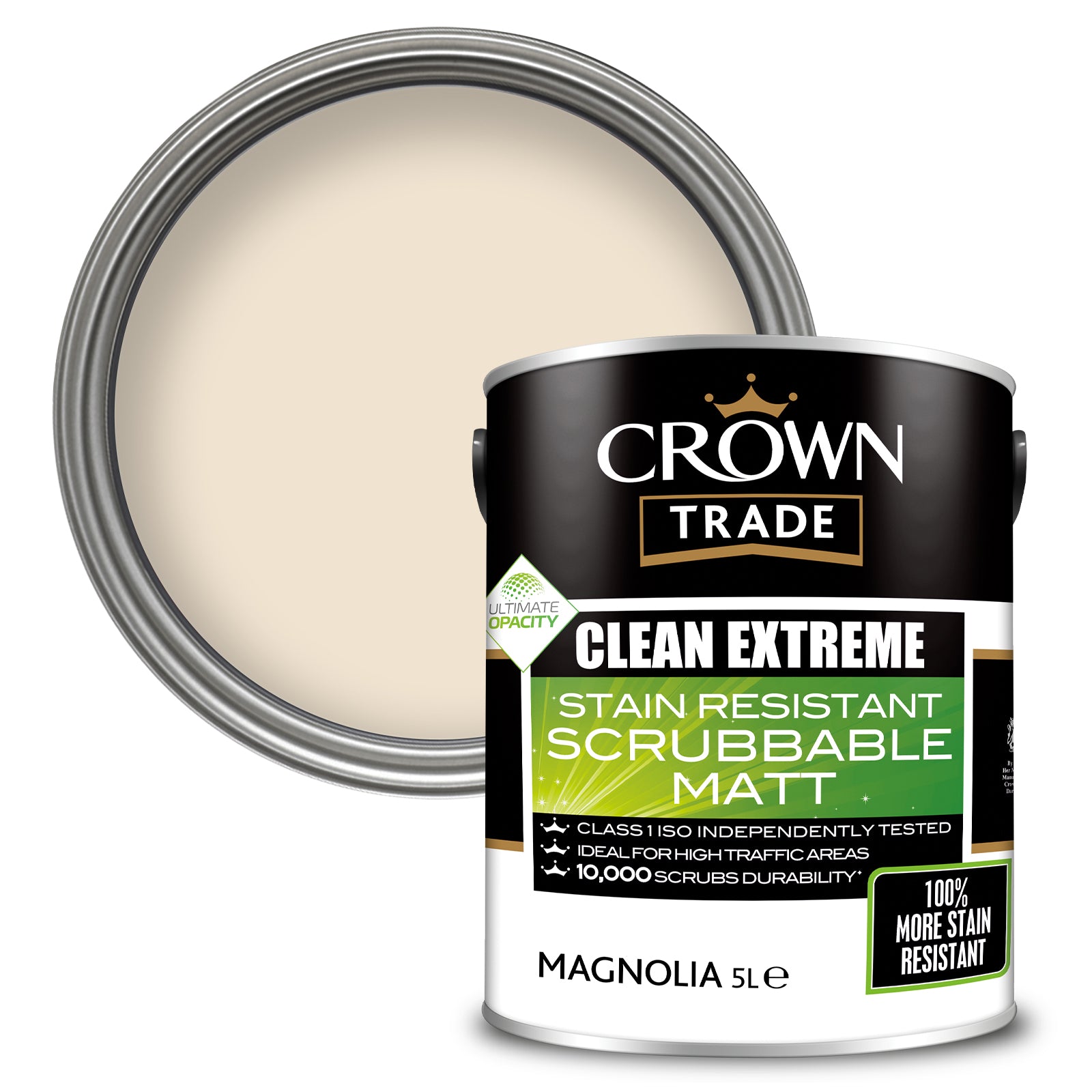 Crown Trade Clean Extreme Stain Resistant Matt Paint - Magnolia - 5 Litre