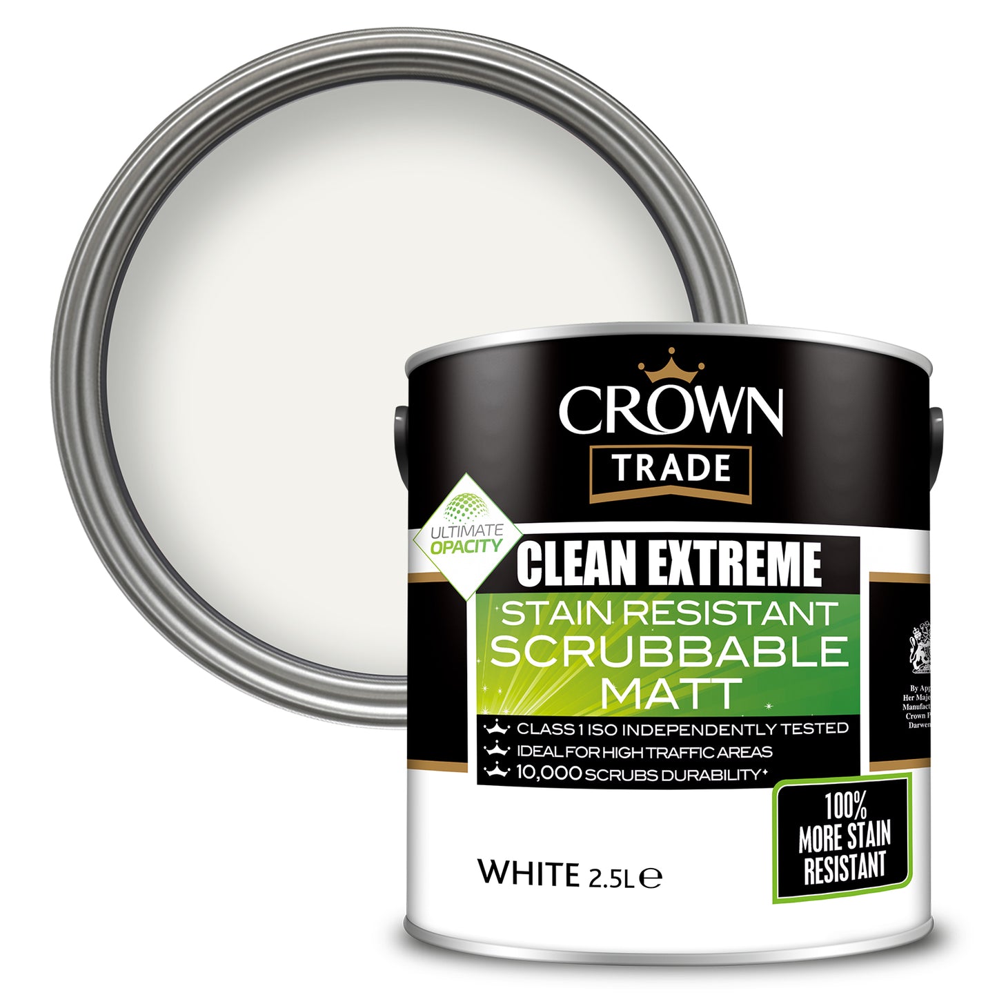 Crown Trade Clean Extreme Stain Resistant Matt Paint - White