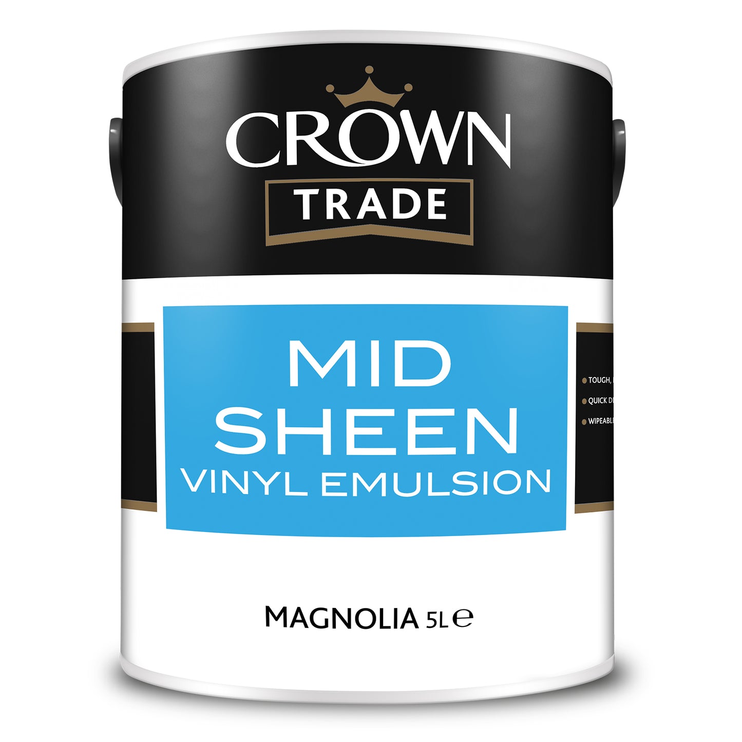 Crown Trade Mid Sheen Vinyl Emulsion Paint - Magnolia - 5 Litre