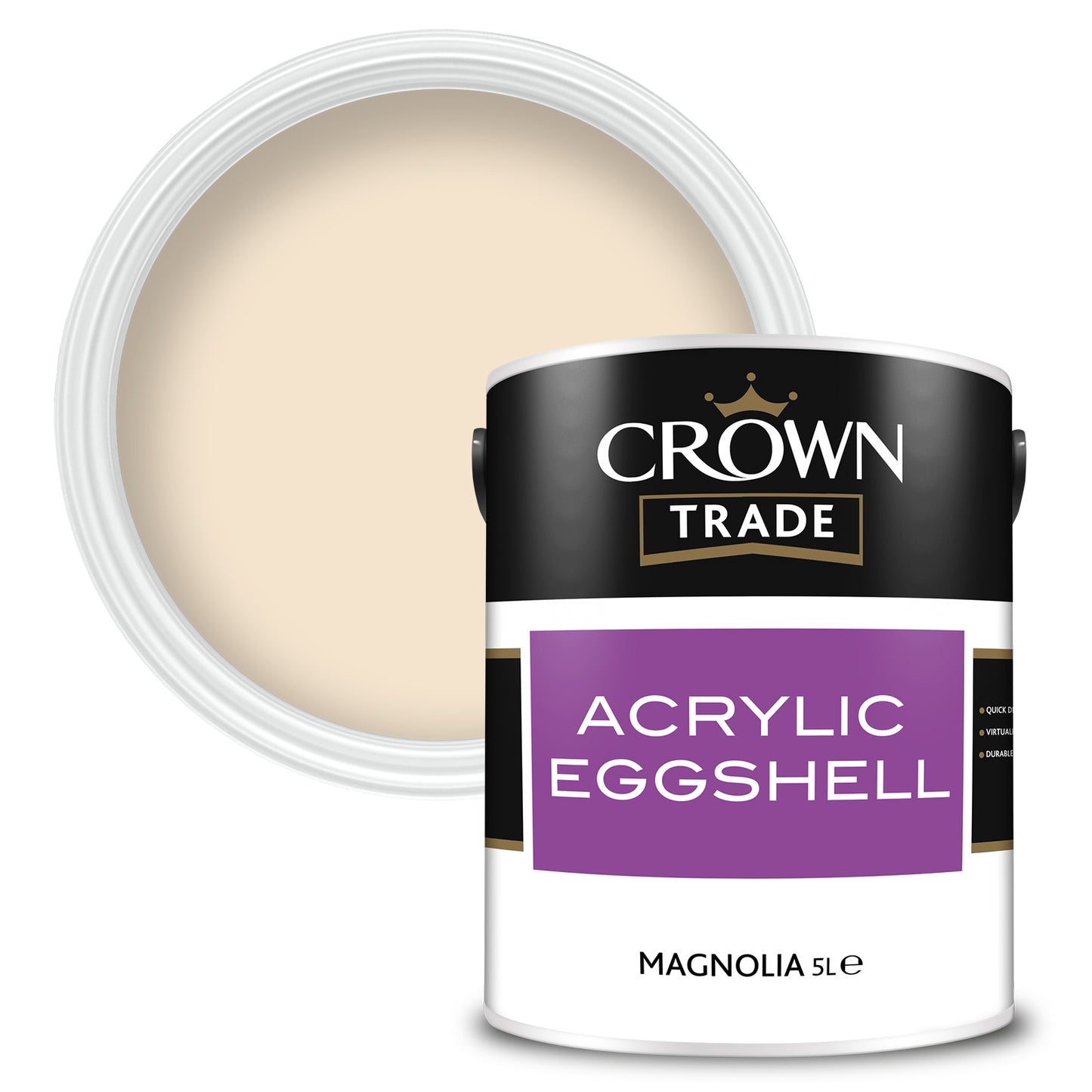 Crown Trade Acrylic Eggshell Paint - Magnolia - 5 Litre