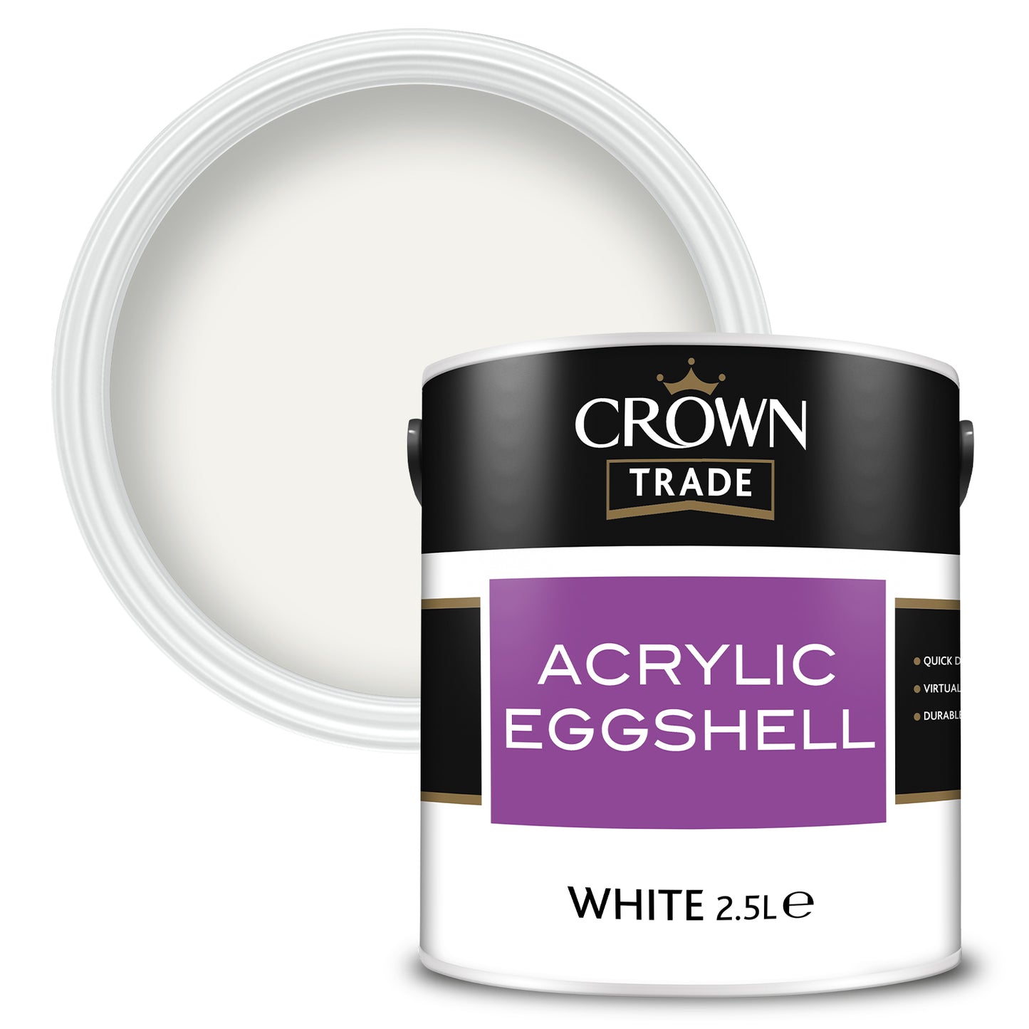 Crown Trade Acrylic Eggshell Paint - White